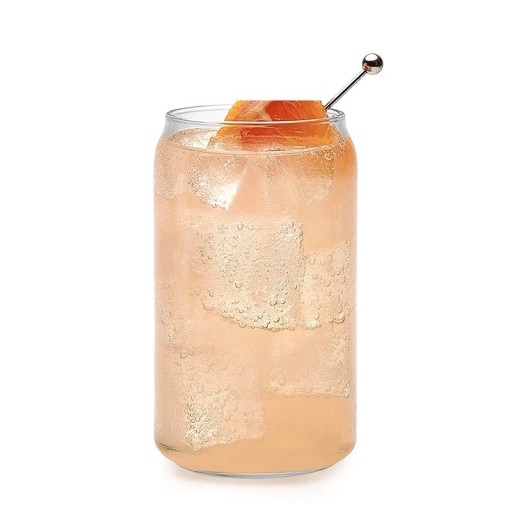 Trinkglas in Dosenform 400 ml Limonadenglas Höhe 12,3 cm aus klarem Glas minimalistisches Glas für Getränke