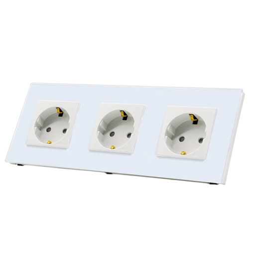 Triple Electric Socket Type F 250 V White Socket Adapter for Home Power Strip with Surge Protection and Earthing