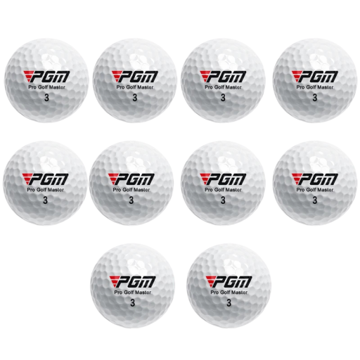 Trojvrstvové golfové loptičky PGM Pro Golf Master sada 10 ks 42 mm biele tvrdosť 80-90 elasticita 80 % pre tréning dlhých úderov