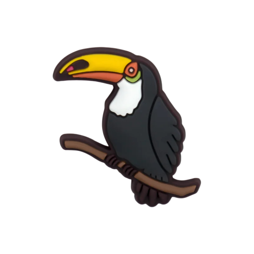 Tukan Ozdoba für Crocs PVC Dekoration farbig schwarz gelb orange weiß Schuhzubehör Crocs Motiv Vogel leichtes Anbringen