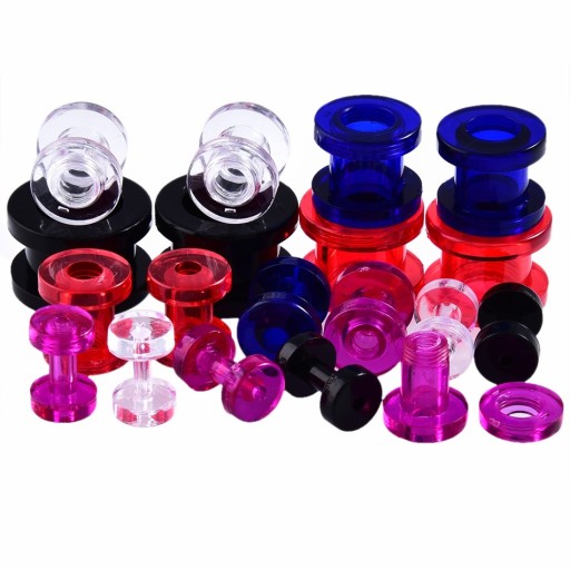 Túneis de acrílico transparente com rosca - 2 pcs