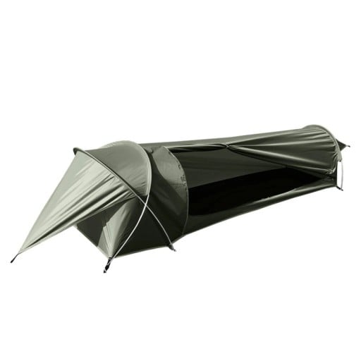 Tunelový stan pro jednu osobu voděodolný 230 x 76 x 66 cm polyester a oxford tkanina hliníkové tyče zelený na kempování a turistiku