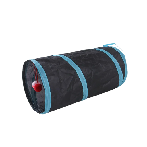 Tunnel pliable pour chats 25 x 50 cm Tunnel en polyester avec 2 balles suspendues Jouet amusant pour chats Jouet pour chats d'intérieur