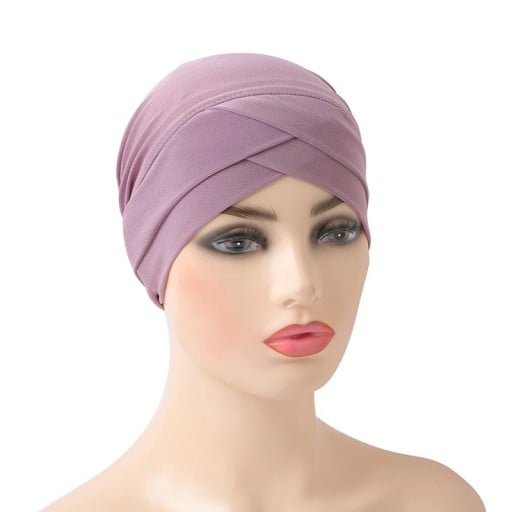 Turban feminin cu design încrucișat din lycra, acoperire elastică pentru cap pentru utilizare zilnică, ocazii sociale