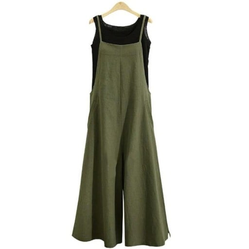 Tuta da donna Modello monocolore Pantaloni larghi Spalline sottili Miscela di poliestere e cotone Outfit estivo Vestibilità ampia