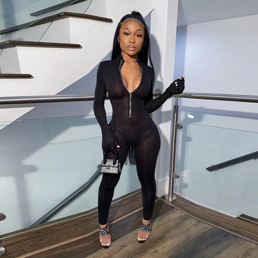 Tuta da donna trasparente con zip