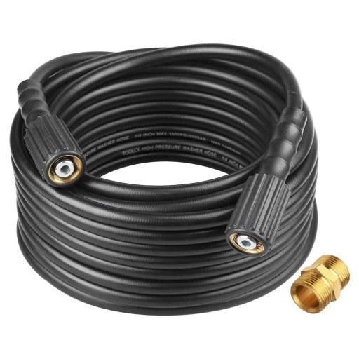 Tuyau d'extension haute pression pour nettoyeur haute pression 10 m Filetage M22 14 mm et 15 mm Embouts en laiton Anti-plis Noir Pour le lavage
