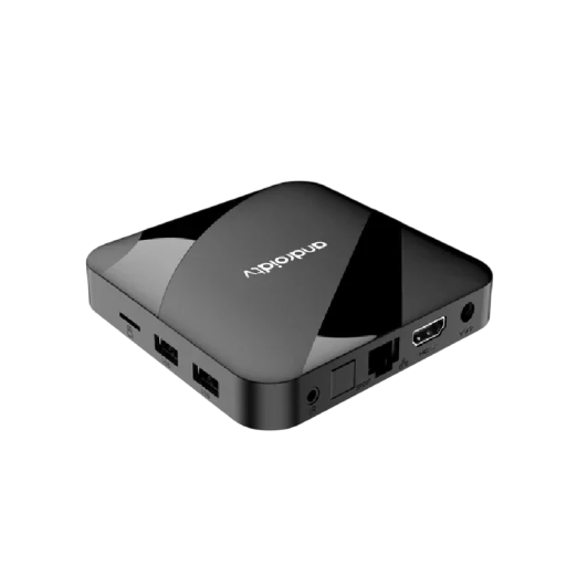 TV Box Android 14 8K UltraHD 4+64GB Multimediální přehrávač HDMI WiFi 2.4G/5G 100M Ethernet Bluetooth ovladač s hlasovým ovládáním