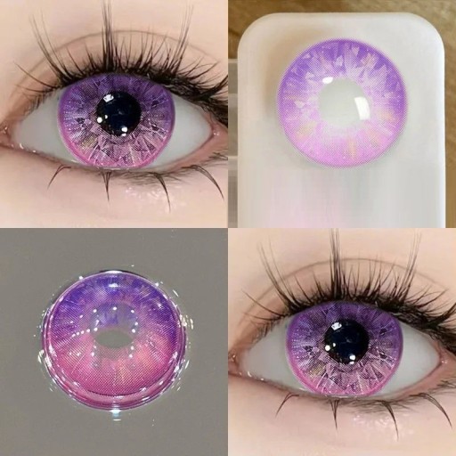 Tweekleurige contactlenzen met een wolkeffect in zachte tinten diameter 14.2 mm met dioptrieën -5.50 voor het accentueren van de ogen