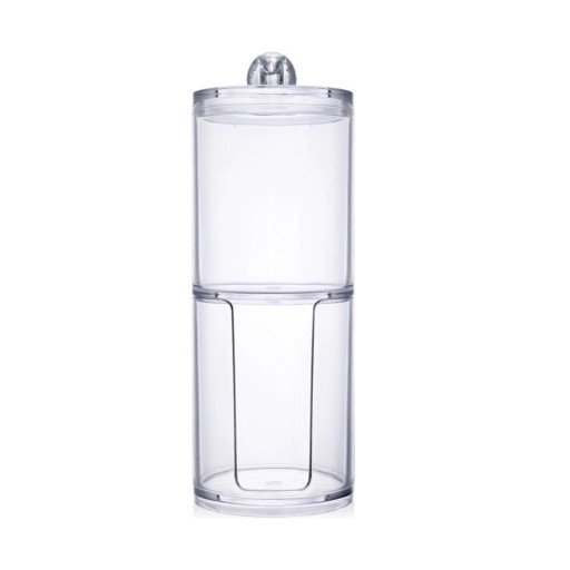 Two-Part Box for Cotton Pads and Buds Transparent Acrylic Organiser with Stackable Parts and Lid Size 17 x 6.8 cm For the Bathroom
