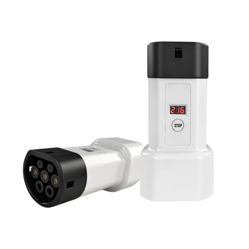 Type 2 adapter med Schuko-stik til XPENG 15,1 cm Vægbelastningsstik V2L med spændingsdisplay og STOP-knap Hvid Til elbiler