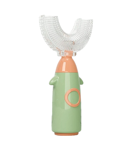 U-förmige Kinderzahnbürste 360° Sanfte Zahnbürste mit Silikonkopf für Kinder Weiche Borstenbürste für empfindliches Zahnfleisch 1-6 Jahre 10,3 x 5 cm