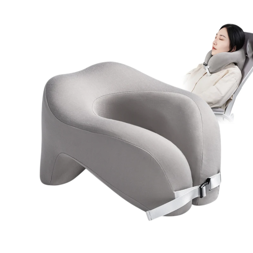 U-vormig reiskussen 24 x 28 x 17 cm traagschuim katoenen ergonomisch nekondersteuningskussen voor reizen vliegtuig auto trein slaapcomfort