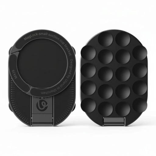 Uchwyt na telefon z przyssawką 8,5 x 6 x 1,6 cm magnetyczny stojak dla smartfona z 18 przyssawkami i obrotowym pierścieniem czarny na stół