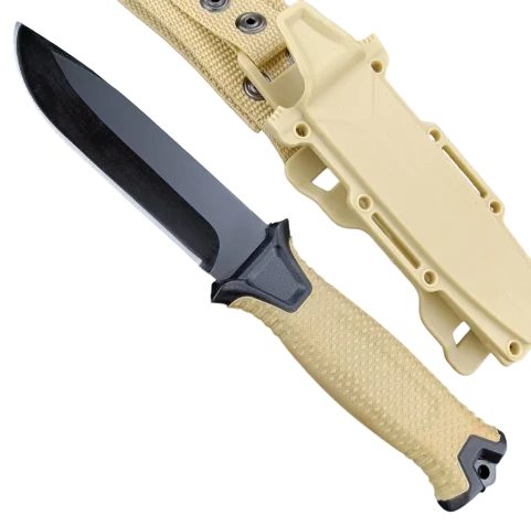 Udendørskniv med fast rustfri stålklinge 22 cm Skridsikkert håndtag Med skede Taktisk kniv til naturen Camping Vandring Overlevelse