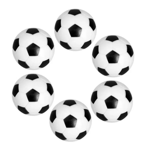 Udskiftningsfodbolde i sort og hvid, 32 mm, til bordfodbold. Sæt med 6 plastikbolde til bordspil med realistisk design.