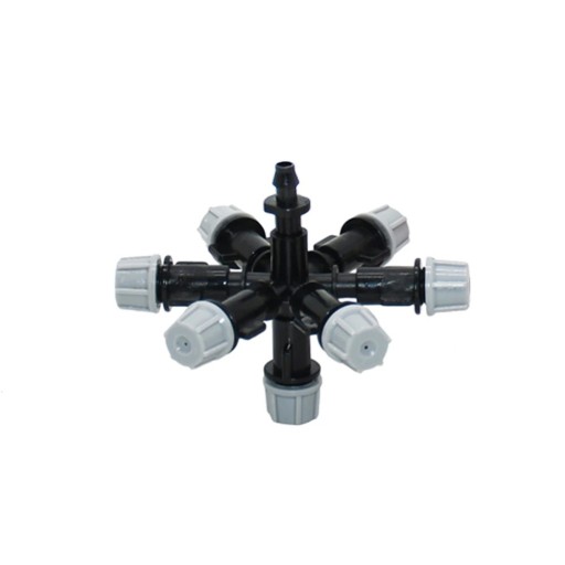 Ugello nebulizzatore 7 in 1 con teste regolabili in plastica nera con estremità appuntita per serra, piantine e irrigazione del giardino