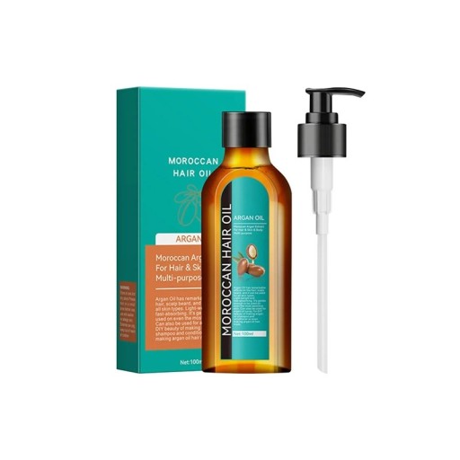 Ulei de argan marocan pentru păr cu unt de shea și ulei de măsline 100 ml în sticluță cu pompiță pentru părul uscat și deteriorat