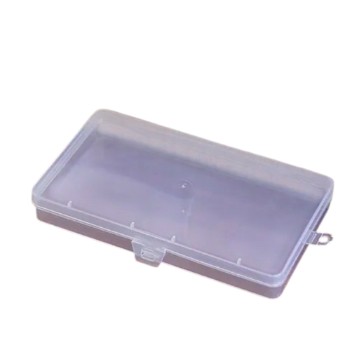 Úložná krabička s víkom plochá 17,5 x 2,3 x 10 cm plastová PP priehľadná pre organizáciu drobných predmetov a kariet