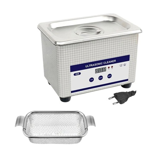 Ultraljudsrengöring för smycken och glasögon 0,8 l 40 kHz 35 W timer rostfritt stålbalja professionell rengöring EU-kontakt