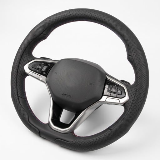 Ultratenký potah na volant 36 až 38 cm z perforované kůže Tvar D se zploštělým spodkem Prodyšný a protiskluzový do auta