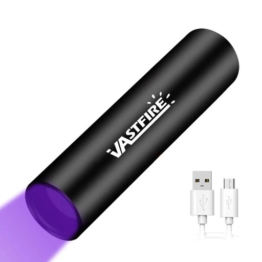 Ultraviolet håndholdt lommelygte 365nm 10,5 x 2,5 cm kompakt UV-lampe USB-opladning Tjekpengesedler Pletter Mineraler Husholdning