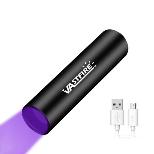 Ultraviolet håndholdt lommelygte 365nm 8,8 x 2 cm lille UV-lampe med USB-opladning pletdetektion pengeseddelinspektion mineraler husholdning