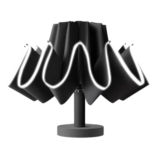 Umbrelă mare rezistentă la vânt 105 cm Umbrelă pliabilă puternică cu izolație UV Bandă reflectorizant Pliere automată Umbrelă sigură pentru oraș