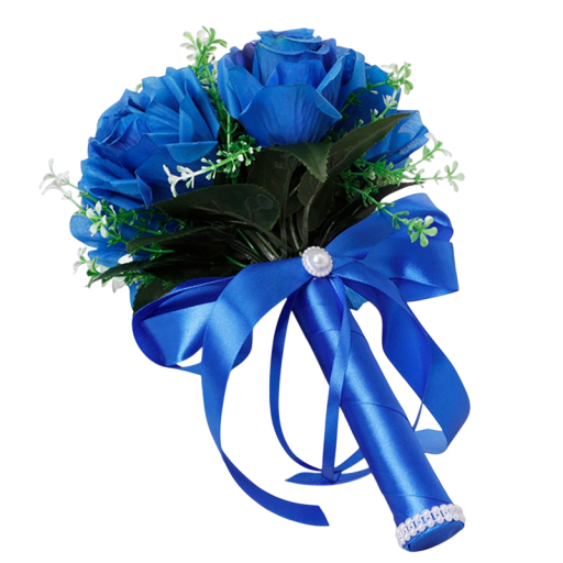 Umělá svatební kytice růžové aranžmá 24 cm polyester dekorativní květiny pro nevěstu obřad focení a svatební výzdobu