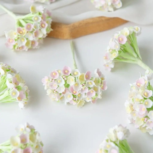 Umělé dekorační květiny jemné květní svazky 7 cm hedvábí mini květinová ozdoba do věnců aranžmá svatebních dekorací