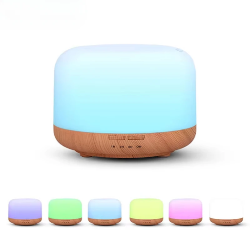 Umidificator de aer 500 ml cu iluminare din spate colorată, lumină de noapte, aromaterapie, funcționare silențioasă, alimentare USB DC5V/1A, potrivit pentru noptieră