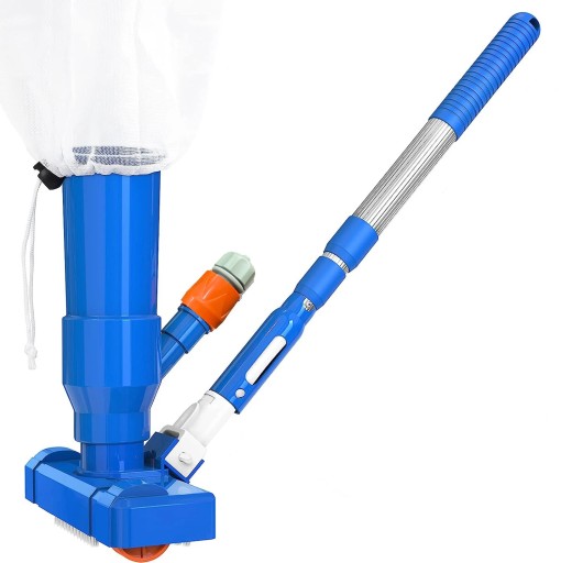Underwater Pool Vacuum Cleaner with Brush 3-Piece Telescopic Pole Universal Handle Manual Vacuum for Cleaning Pool Floor and Walls