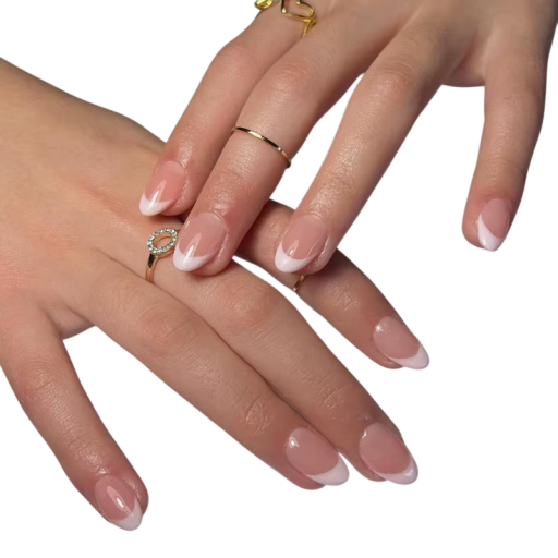 Unghii artificiale ovale exclusive 24 buc cu vârf franțuzesc Manichiură elegantă acasă și în salon Tipsuri durabile lipici pilă