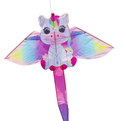 Unicorn Shaped Kite 200 x 110 cm Children's Kite with 50m Line Colourful Kite for Outdoor Games and Family Fun