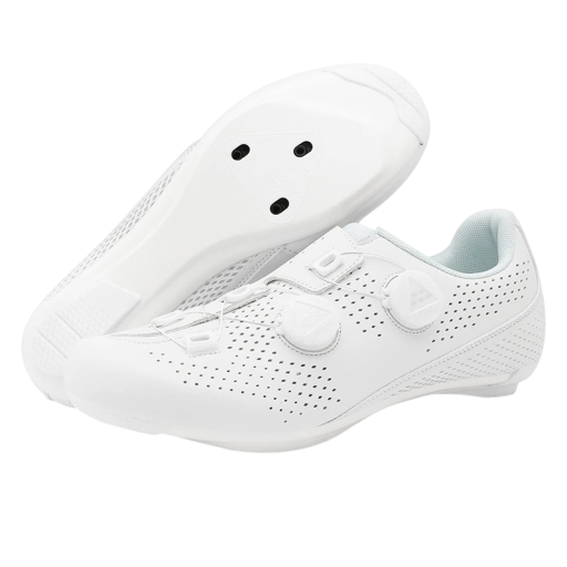Unisex cyklistické boty s otočným zapínáním a perforovaným svrškem nylon PU EVA bavlna bílá pro silniční cyklistiku