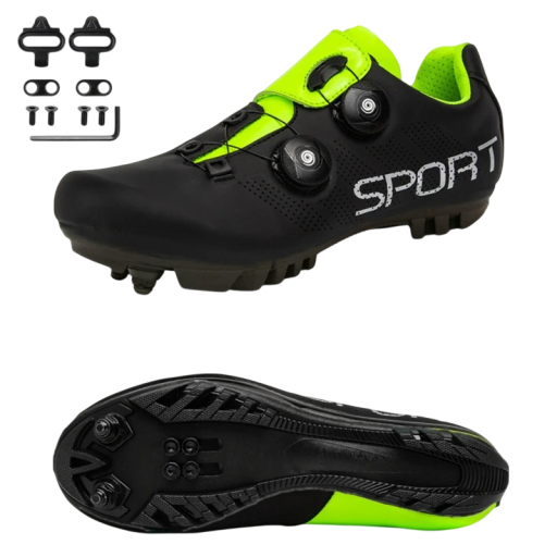 Unisex fietsschoenen met dubbele draaibevestiging en cleats van nylon PU leer EVA katoen voor weg- en sportfietsen