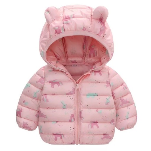 Unisex kinder winterjas met capuchon met oren warme jas met rits voor jongens en meisjes