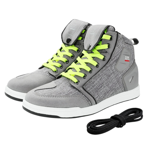 Unisex motocyklové boty kotníkové se šněrováním a páskem pryž polyester nylon odolná konstrukce pro jízdu na motocyklu