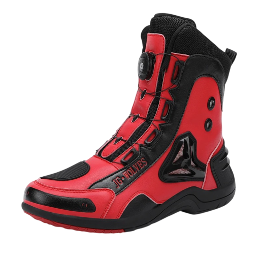 Unisex motocyklové boty vysoké se zapínáním na otočný mechanismus pryž PU ochranná konstrukce pro jízdu na motocyklu