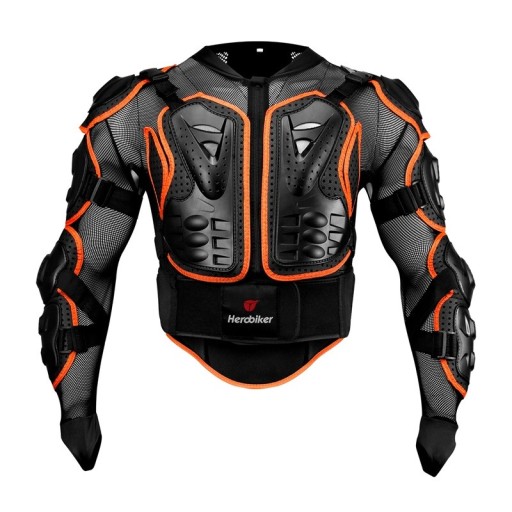 Unisex motorcykeljacka med helkroppsskydd, ryggskydd, bröstskydd, armbågsskydd, axelskydd, enduro, motocross, racing, mesh, lycra, plast, höftbälte