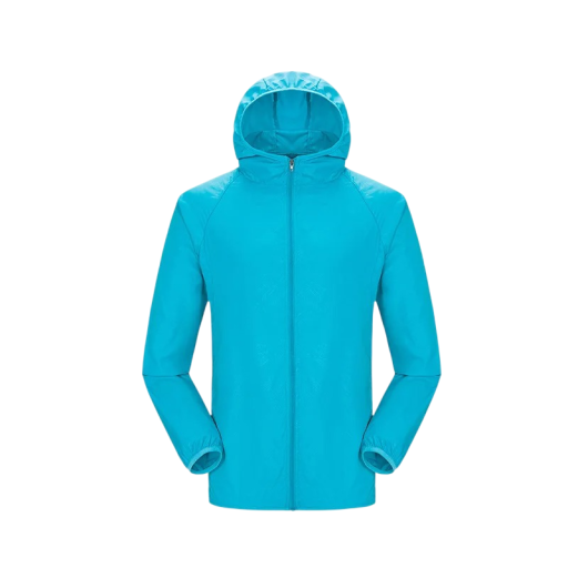 Unisex regnjakke let jakke med hætte lynlås polyester spandex til beskyttelse mod regn og udendørs brug