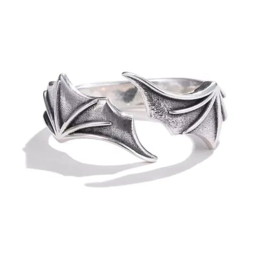 Unisex Ring in Form von dämonischen Flügeln aus Zinklegierung Verstellbare Größe Stilvolles Schmuckstück für Männer und Frauen Moderner Flügelring