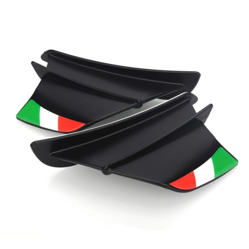 Universal Aerodynamic Wings for Motorcycle Fairing 17.7 x 4.2 cm Side Spoilers Matt Black with Tricolour Self-Adhesive Installation
