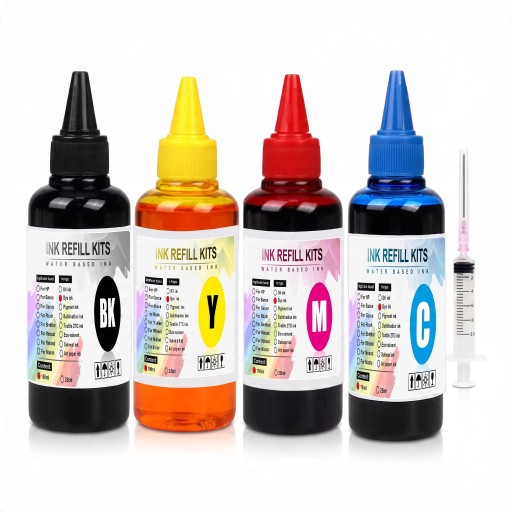 Universal Ink 4 pcs 100 ml Black Cyan Magenta and Yellow Water-Based For HP Canon Epson and Brother For Refilling Cartridges and CISS