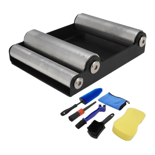 Universal Roller Stand for Motorcycle Wheel with Brush Set and Sponge Chain and Tyre Cleaner with Maintenance Accessories