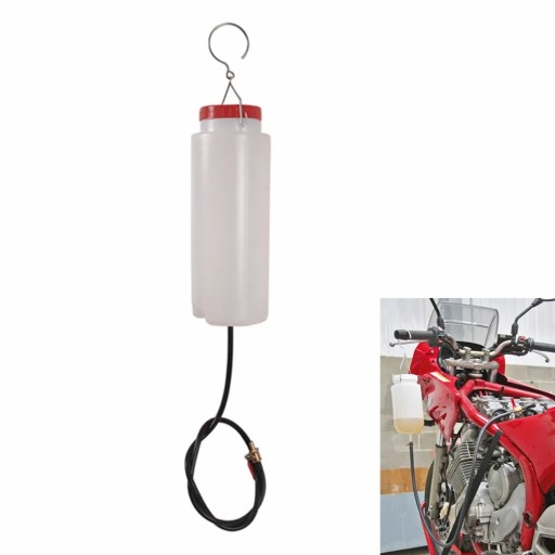Universel hjælp brændstoftank til motorcykel 2 l Plastisk bærbar tank med slange og krog til motorservice og testning