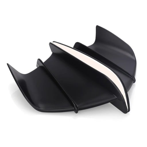 Universele aerodynamische vleugels voor motorfietsbehuizing 17,7 x 9,5 cm zijspoiler matte zwarte zelfklevende montage stevig plastic