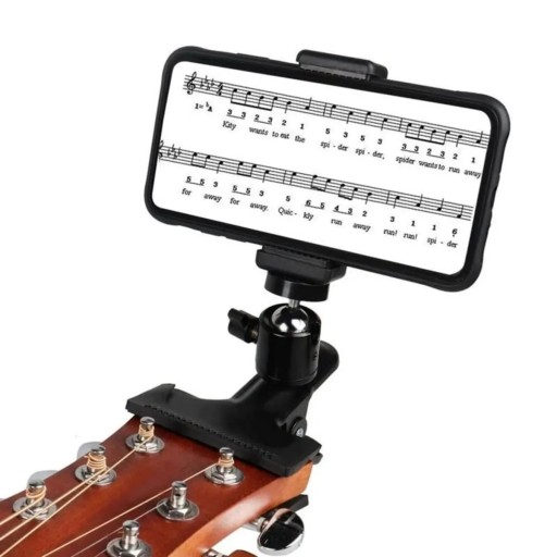 Universele clip voor gitaar met telefoonhouder Verstelbare standaard voor het opnemen van video's en lessen Spelen, zingen, livestream Muziekaccessoires