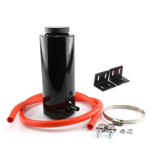 Universele koelvloeistoftank met deksel en slang, 800 ml, 7,5x20,5 cm, aluminiumlegering, voor auto, motor en tuning