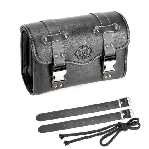 Universele motorzadeltas 20 × 28 × 13 cm PU leer zwart zijtas voor motorfiets voor het opbergen van spullen en accessoires
